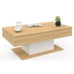 Table basse - rectangulaire - bois - blanc - plateau relevable Table basse - rectangulaire - bois - blanc - plateau relevable