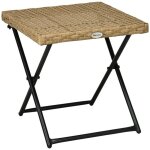 Table basse - outsunny - style cosy chic - pliable - chssis en mtal poxy - rsine tresse - 40 x 40 ...