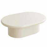 Table basse ovale 100 x 70 cm en mdf effet laqu� ivoire - oviala