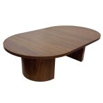 Table basse ovale 120 cm moderne effet bois fonc� - oviala