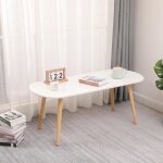 Table basse ovale blanche - montage facile - salon chambre - meuble de bout de canapé - 110x45x50cm Table basse ovale blanche - montage facile - salon chambre - meuble de bout de canapé - 110x45x50cm