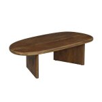 Table basse ovale bois de manguier noyer. l 119. 5 x p 60 x h 35cm Table basse ovale bois de manguier noyer. l 119. 5 x p 60 x h 35cm
