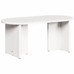 Table basse ovale en bois de pin - vidaxl - blanc - 80x395x35 cm - bois de pin massif - design minimaliste ...