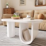 Table basse ovale moderne en blanc table basse ? design simple pieds robustes en forme de u dimension ...