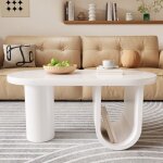 Table basse ovale moderne blanc - design simple pieds en u robuste surface facile dentretien rangement ... Table basse ovale moderne blanc - design simple pieds en u robuste surface facile dentretien rangement ...