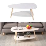 Table basse ovale moderne - mipan - avec pieds en boisbois + 2 �tag�re - pour saloncanap� - 90 * 60 * ...