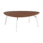 Table basse ovale pieds chrom� et effet bois de noyer