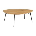 Table basse ovale pieds m�tal noirs et effet ch�ne