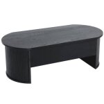 Table basse ovale avec plateau relevable effet bois noir - oviala