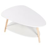 Table basse ovale scandinave - pieds en hêtre - blanc - aspect bois Table basse ovale scandinave - pieds en hêtre - blanc - aspect bois