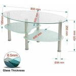 Table basse ovale en verre et pieds chroms - blanc - style moderne