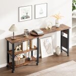 Table basse pivotante � 360� table dappoint � 2 niveaux avec station de recharge - marron