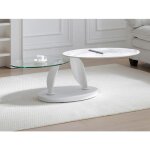 Table basse avec plateaux pivotants en cramique verre tremp et mtal - effet marbre blanc - maneya ...