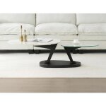 Table basse avec plateaux pivotants en cramique verre tremp et mtal - effet marbre blanc - nadrya ...