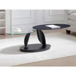 Table basse avec plateaux pivotants en cramique verre tremp et mtal - effet marbre noir - maneya de ...