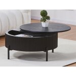 Table basse avec plateau pivotant placage fr�ne - noir - norvane