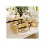 Table basse r�glable en hauteur extensible table de salon r�tractable compartiment de rangement s�par� ...