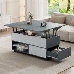 Table basse  plateau relevable - hauteur rglable avec compartiment de rangement cach et tiroirs table ...