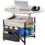 Table basse avec plateau relevable - vevor - table basse ronde de salon avec led - sacs de rangement ...