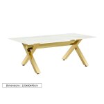Table basse plateau en verre marbré blanc pieds gold en 120 cm - ixe Table basse plateau en verre marbré blanc pieds gold en 120 cm - ixe