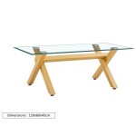 Table basse plateau en verre transparent pieds en bois 120 cm - ixe Table basse plateau en verre transparent pieds en bois 120 cm - ixe