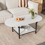 Table basse pliante � 2 niveaux table car�e de salon table ovale de salon avec cadre en m�tal 120x60x45 ...