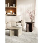 Table basse ? qubeo ? 42 cm ? carr�e ? fr�ne brun effet bois ? pi�tement en croix