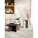 Table basse ? qubeo ? 60 cm ? carr�e ? fr�ne brun effet bois ? pi�tement en croix