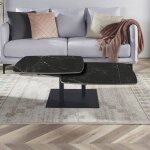 Table basse rectangle de 122x70x35cm rotative en pierre noir