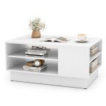 Table basse rectangulaire costway 2 �tag�res de rangement ouverte table moderne 86 x 56 x 41 cm pour ...
