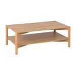 Table basse rectangulaire d�cor bois double plateau 110cm naturel - harmony