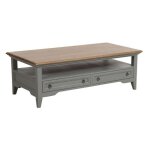 Table basse rectangulaire 2 tiroirs - bois - gris - interiors Table basse rectangulaire 2 tiroirs - bois - gris - interiors