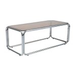 Table basse rectangulaire l110 cm en m�tal et en verre tremp� marron - oviala