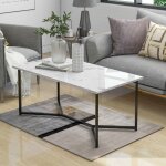 Table basse rectangulaire moderne en bois du milieu du siècle pour salon blanche Table basse rectangulaire moderne en bois du milieu du siècle pour salon blanche