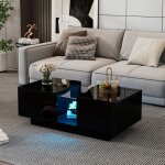 Table basse rectangulairetables basses à led pour salonnoire haute brillance moderneavec etagère ouverte ... Table basse rectangulairetables basses à led pour salonnoire haute brillance moderneavec etagère ouverte ...