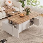 Table basse relevable 100x50 - 100x43cm table basse extensible moderne salon avec 2 portes rangement ... Table basse relevable 100x50 - 100x43cm table basse extensible moderne salon avec 2 portes rangement ...