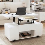 Table basse relevable 100x50 - 100x64cm table basse salon moderne avec plateaux extensible et 4 chaises ...
