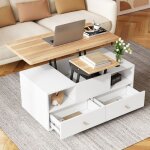 Table basse relevable 100x50x47cm table basse extensible salon avec 4 tiroirs 2 compartiments et 4 roulettes ... Table basse relevable 100x50x47cm table basse extensible salon avec 4 tiroirs 2 compartiments et 4 roulettes ...