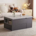 Table basse relevable 2 en 1 - plateau extensible gris foncé / clair - grande capacité - moderne salon ... Table basse relevable 2 en 1 - plateau extensible gris foncé / clair - grande capacité - moderne salon ...