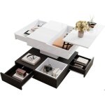 Table basse relevable 70 x 70 x 40 cm avec plateau tournant 360� design g�om�trique table salon avec ...