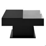 Table basse relevable 78�78 / 455 cm noire en panneau de particules ? led et rangement