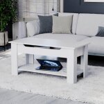 Table basse relevable blanche avec 1 tagre de rangement ? meuble de salon moderne
