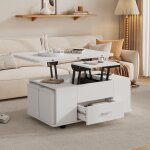 Table basse relevable bois 100x98x65cm table basse salonespace de rangement et �tag�res table de salon ...