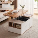 Table basse relevable bois 100x51x47cm table basse extensible salon avec 2 plateaux 2 tiroirs 3 compartiments ... Table basse relevable bois 100x51x47cm table basse extensible salon avec 2 plateaux 2 tiroirs 3 compartiments ...