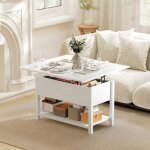 Table basse relevable et extensible table de salon avec compartiment cach� �tag�re ouverte 100x45x505cm ...