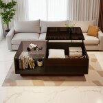 Table basse relevable led - novélys - 100x50cm - plateau lift - top rgb via app & rangement - noir laqué ... Table basse relevable led - novélys - 100x50cm - plateau lift - top rgb via app & rangement - noir laqué ...