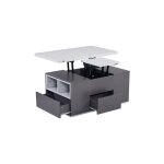 Table basse relevable multifonction gris foncé clair double plateau convertible bureau salon cuisine ... Table basse relevable multifonction gris foncé clair double plateau convertible bureau salon cuisine ...