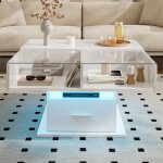 Table basse relevable multifonction led hauteur r�glable rangement flexible design moderne pour salon&bureau ...