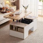Table basse relevable multifonction le plateau de table souvre pour former 2 tables meubles de salon ...
