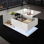 Table basse relevable - novélys - 100cm - avec rangement caché & Éclairage led - table de salon multifonction ... Table basse relevable - novélys - 100cm - avec rangement caché & Éclairage led - table de salon multifonction ...